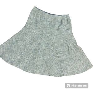 NWOT ANN TAYLOR Blue Green Tweed Drop Waist Pleaded Skirt, Size 6